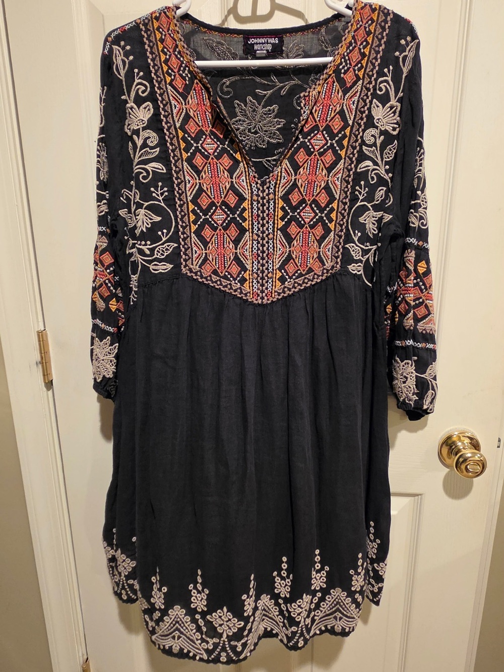 Johnny Was Black Chai Paris Slip Dress size L with slip dress under tunic